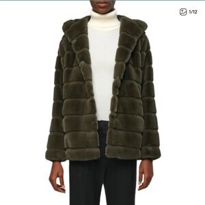 Apparis Goldie Faux Fur Teddy Jacket Olive Green